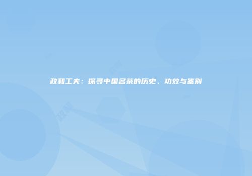 政和工夫：探寻中国名茶的历史、功效与鉴别