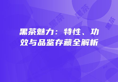 黑茶魅力：特性、功效与品鉴存藏全解析