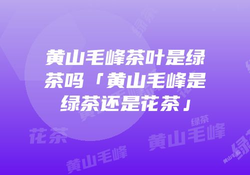 黄山毛峰茶叶是绿茶吗「黄山毛峰是绿茶还是花茶」