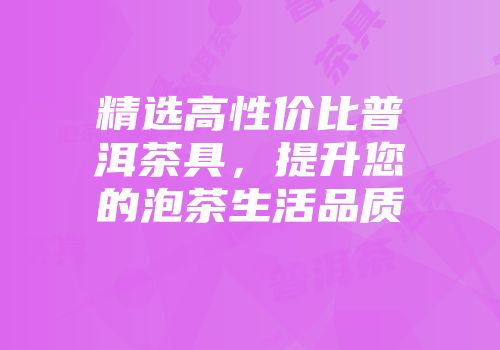 精选高性价比普洱茶具，提升您的泡茶生活品质