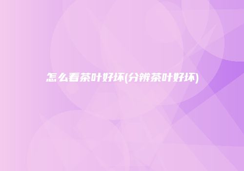 怎么看茶叶好坏(分辨茶叶好坏)