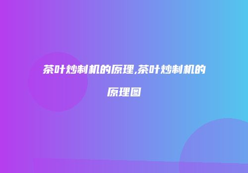 茶叶炒制机的原理,茶叶炒制机的原理图