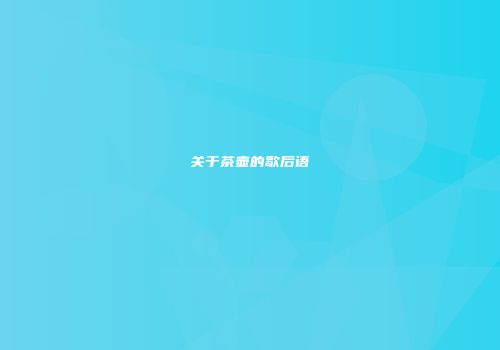 关于茶壶的歇后语