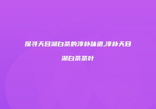 探寻天目湖白茶的淳朴味道,淳朴天目湖白茶茶叶