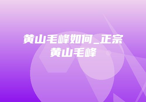 黄山毛峰如何_正宗黄山毛峰