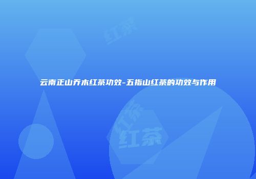 云南正山乔木红茶功效-五指山红茶的功效与作用