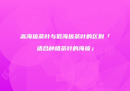 高海拔茶叶与低海拔茶叶的区别「适合种植茶叶的海拔」