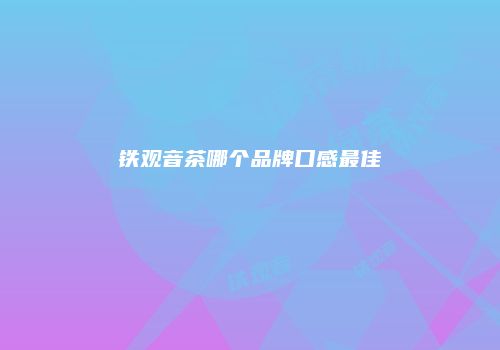 铁观音茶哪个品牌口感最佳