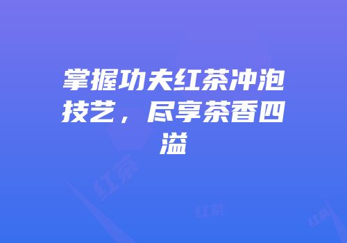 掌握功夫红茶冲泡技艺，尽享茶香四溢