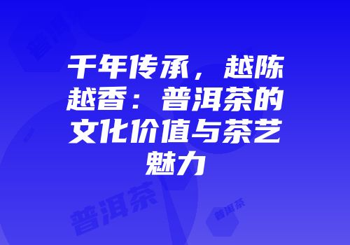 千年传承，越陈越香：普洱茶的文化价值与茶艺魅力