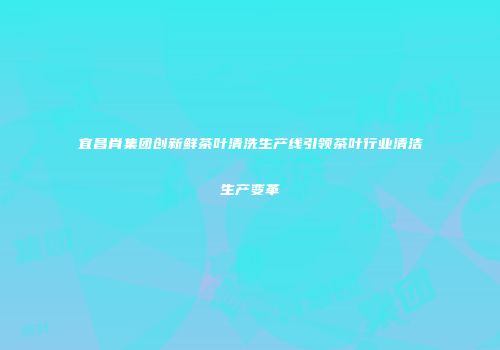 宜昌肖集团创新鲜茶叶清洗生产线引领茶叶行业清洁生产变革