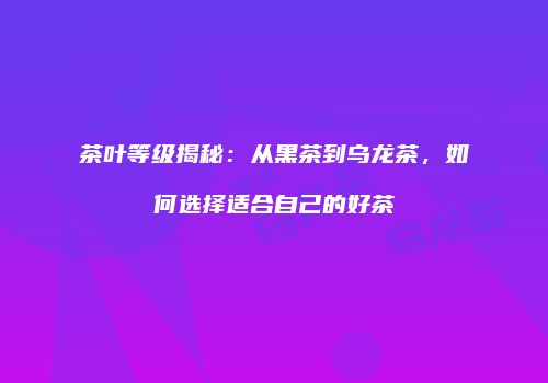 茶叶等级揭秘：从黑茶到乌龙茶，如何选择适合自己的好茶