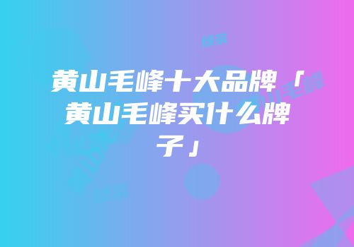 黄山毛峰十大品牌「黄山毛峰买什么牌子」