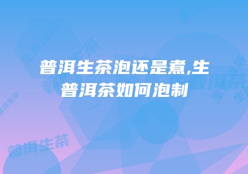 普洱生茶泡还是煮,生普洱茶如何泡制