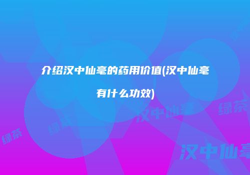 介绍汉中仙毫的药用价值(汉中仙毫有什么功效)