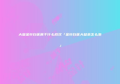 大益金针白莲属于什么档次「金针白莲大益茶怎么泡」