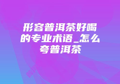 形容普洱茶好喝的专业术语_怎么夸普洱茶