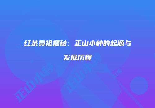 红茶鼻祖揭秘：正山小种的起源与发展历程