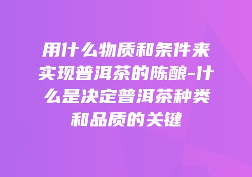 用什么物质和条件来实现普洱茶的陈酿-什么是决定普洱茶种类和品质的关键