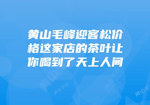 黄山毛峰迎客松价格这家店的茶叶让你喝到了天上人间