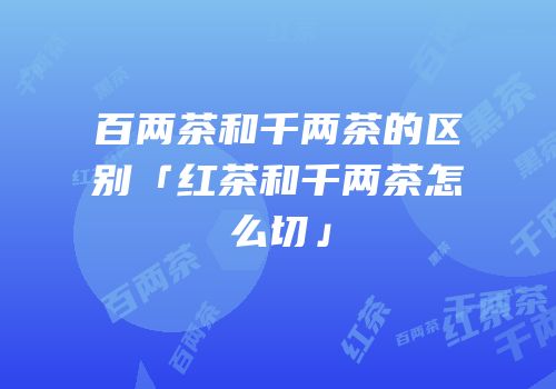 百两茶和千两茶的区别「红茶和千两茶怎么切」