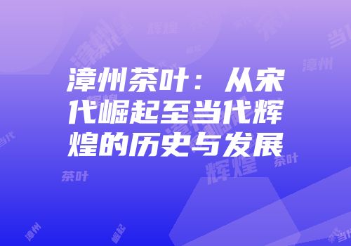漳州茶叶：从宋代崛起至当代辉煌的历史与发展