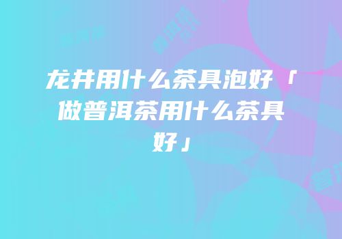 龙井用什么茶具泡好「做普洱茶用什么茶具好」