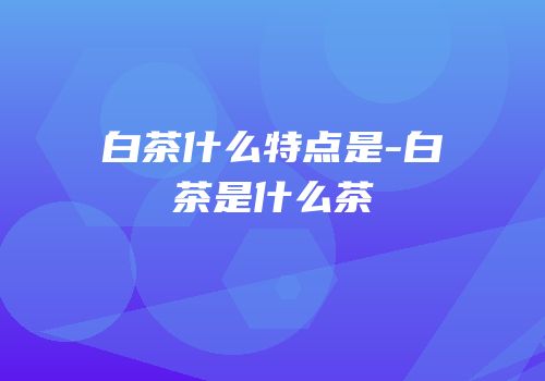 白茶什么特点是-白茶是什么茶