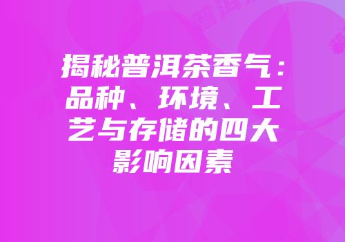 揭秘普洱茶香气：品种、环境、工艺与存储的四大影响因素
