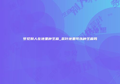 梦见别人在地里种芝麻_茶叶地里可以种芝麻吗