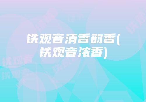 铁观音清香韵香(铁观音浓香)
