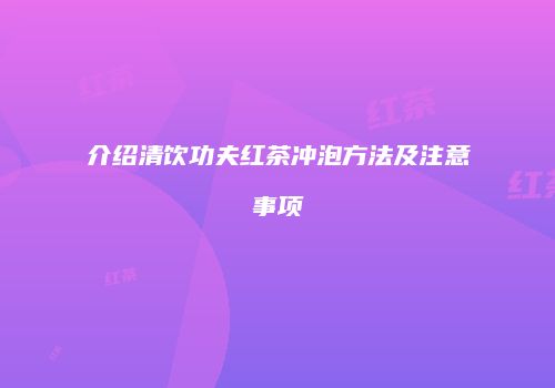 介绍清饮功夫红茶冲泡方法及注意事项