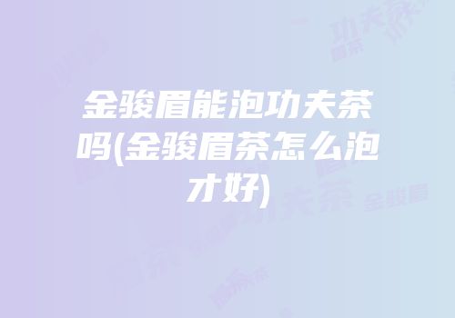 金骏眉能泡功夫茶吗(金骏眉茶怎么泡才好)