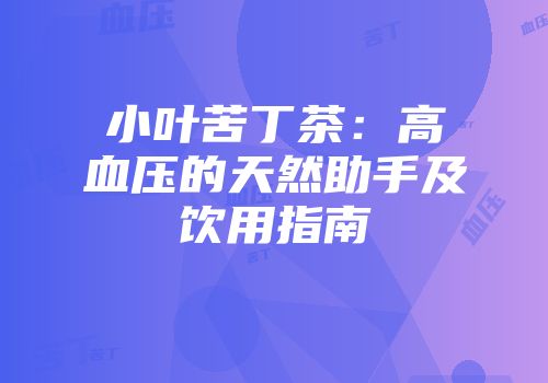 小叶苦丁茶：高血压的天然助手及饮用指南