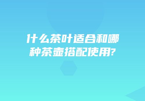 什么茶叶适合和哪种茶壶搭配使用?