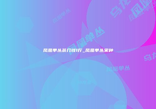 凤凰单丛茶几钱1斤_凤凰单丛宋种