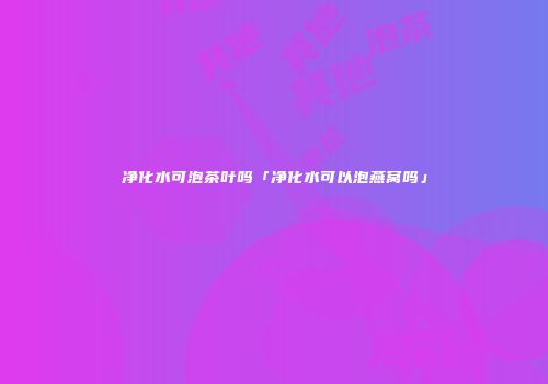 净化水可泡茶叶吗「净化水可以泡燕窝吗」