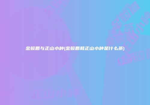 金骏眉与正山小种(金骏眉和正山小种是什么茶)