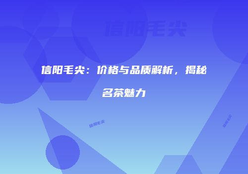 信阳毛尖：价格与品质解析，揭秘名茶魅力