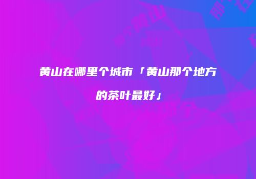 黄山在哪里个城市「黄山那个地方的茶叶最好」