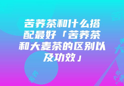 苦荞茶和什么搭配最好「苦荞茶和大麦茶的区别以及功效」