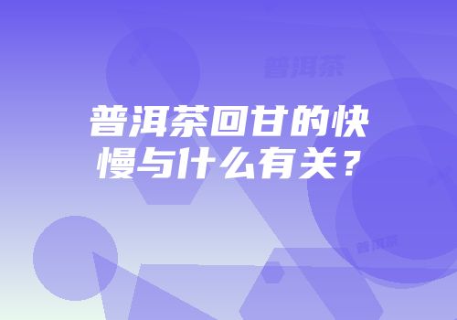 普洱茶回甘的快慢与什么有关？