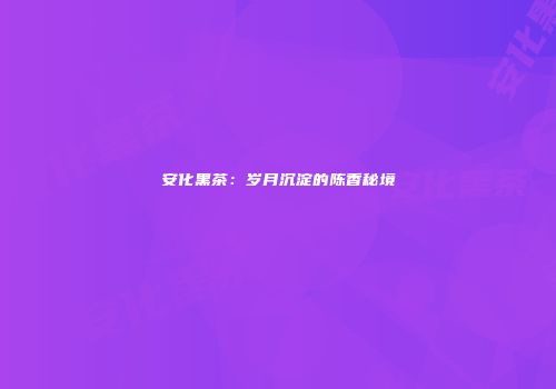 安化黑茶：岁月沉淀的陈香秘境