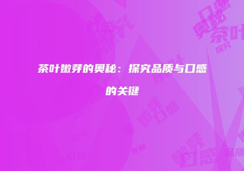 茶叶嫩芽的奥秘：探究品质与口感的关键