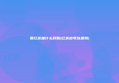 煮红茶加什么好喝(红茶也可以煮吗)