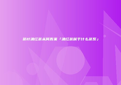 茶叶滇红茶从何而来「滇红茶属于什么茶系」