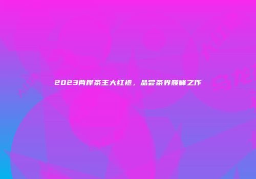 2023两岸茶王大红袍，品尝茶界巅峰之作