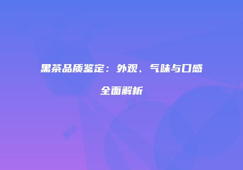 黑茶品质鉴定：外观、气味与口感全面解析