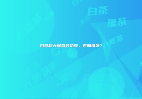 白茶和六堡茶的功效，你知道吗？