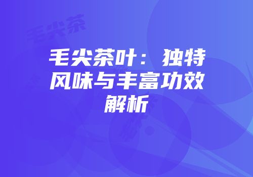 毛尖茶叶：独特风味与丰富功效解析